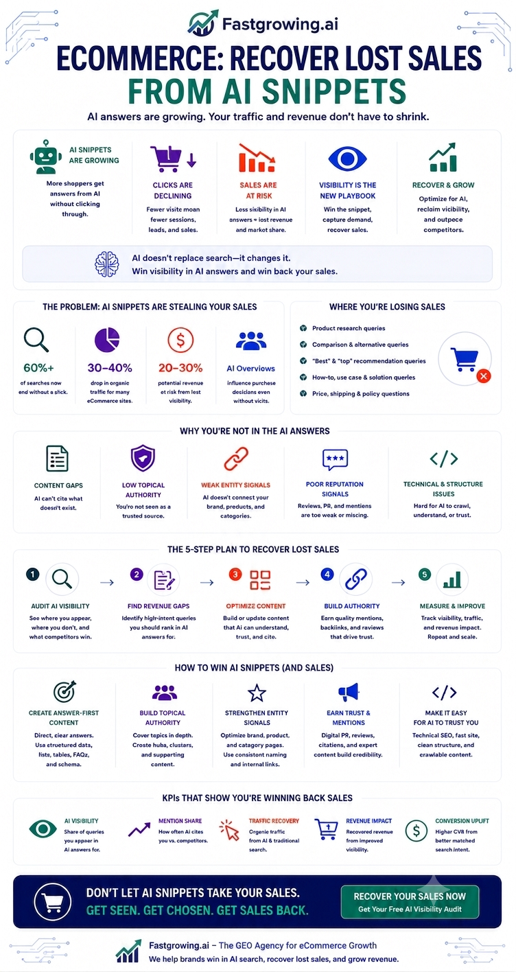 How Online Stores Recover Sales Lost to AI Snippets Infographic